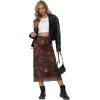imageAvanova Women Mesh Floral Boho High Waist Midi Skirt Lettuce Trim Summer A Line SkirtA Brown E