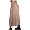 imageAvanova Women Mesh Floral Boho High Waist Midi Skirt Lettuce Trim Summer A Line SkirtApricot Floral