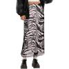 imageAvanova Women Mesh Floral Boho High Waist Midi Skirt Lettuce Trim Summer A Line SkirtBeige Striped