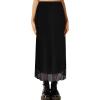 imageAvanova Women Mesh Floral Boho High Waist Midi Skirt Lettuce Trim Summer A Line SkirtBlack W