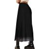 imageAvanova Women Mesh Floral Boho High Waist Midi Skirt Lettuce Trim Summer A Line SkirtBlack W