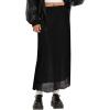 imageAvanova Women Mesh Floral Boho High Waist Midi Skirt Lettuce Trim Summer A Line SkirtBlack W