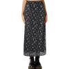 imageAvanova Women Mesh Floral Boho High Waist Midi Skirt Lettuce Trim Summer A Line SkirtBlack White