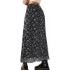 imageAvanova Women Mesh Floral Boho High Waist Midi Skirt Lettuce Trim Summer A Line SkirtBlack White
