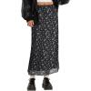 imageAvanova Women Mesh Floral Boho High Waist Midi Skirt Lettuce Trim Summer A Line SkirtBlack White
