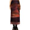 imageAvanova Women Mesh Floral Boho High Waist Midi Skirt Lettuce Trim Summer A Line SkirtBrown Aa