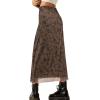 imageAvanova Women Mesh Floral Boho High Waist Midi Skirt Lettuce Trim Summer A Line SkirtBrown Floral