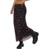 imageAvanova Women Mesh Floral Boho High Waist Midi Skirt Lettuce Trim Summer A Line SkirtCherry Black