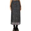 imageAvanova Women Mesh Floral Boho High Waist Midi Skirt Lettuce Trim Summer A Line SkirtFloral Black B