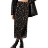 imageAvanova Women Mesh Floral Boho High Waist Midi Skirt Lettuce Trim Summer A Line SkirtFloral Black C