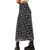 imageAvanova Women Mesh Floral Boho High Waist Midi Skirt Lettuce Trim Summer A Line SkirtFloral Black E