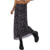 imageAvanova Women Mesh Floral Boho High Waist Midi Skirt Lettuce Trim Summer A Line SkirtFloral Black V