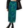 imageAvanova Women Mesh Floral Boho High Waist Midi Skirt Lettuce Trim Summer A Line SkirtFloral Green B