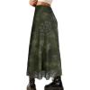 imageAvanova Women Mesh Floral Boho High Waist Midi Skirt Lettuce Trim Summer A Line SkirtFloral Green R
