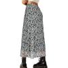imageAvanova Women Mesh Floral Boho High Waist Midi Skirt Lettuce Trim Summer A Line SkirtFloral Green a