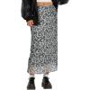 imageAvanova Women Mesh Floral Boho High Waist Midi Skirt Lettuce Trim Summer A Line SkirtFloral Green a