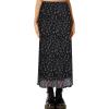 imageAvanova Women Mesh Floral Boho High Waist Midi Skirt Lettuce Trim Summer A Line SkirtNavy Black