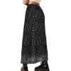 imageAvanova Women Mesh Floral Boho High Waist Midi Skirt Lettuce Trim Summer A Line SkirtNavy Black