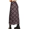 imageAvanova Women Mesh Floral Boho High Waist Midi Skirt Lettuce Trim Summer A Line SkirtPlaid Brwon
