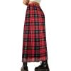 imageAvanova Women Mesh Floral Boho High Waist Midi Skirt Lettuce Trim Summer A Line SkirtRed Plaid