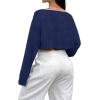 imageAvanova Women Off Shoulder Boat Neck Crop Tops Long Sleeves Oversized Loose Tee ShirtsBlue