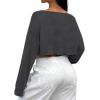 imageAvanova Women Off Shoulder Boat Neck Crop Tops Long Sleeves Oversized Loose Tee ShirtsDrak Grey