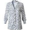 imageAvanova Women Pattern Print Button Down Blouse Top Long Sleeve Work Business Shirt1 White