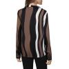 imageAvanova Women Pattern Print Button Down Blouse Top Long Sleeve Work Business ShirtBrown