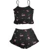 imageAvanova Women Ruffle Ribbed Knit Pajama Set Cami Top Shorts 2 Piece Sleepwear SetBlack Cherry