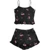 imageAvanova Women Ruffle Ribbed Knit Pajama Set Cami Top Shorts 2 Piece Sleepwear SetBlack Cherry