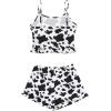 imageAvanova Women Ruffle Ribbed Knit Pajama Set Cami Top Shorts 2 Piece Sleepwear SetCow