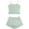 imageAvanova Women Ruffle Ribbed Knit Pajama Set Cami Top Shorts 2 Piece Sleepwear SetLight Green