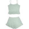 imageAvanova Women Ruffle Ribbed Knit Pajama Set Cami Top Shorts 2 Piece Sleepwear SetLight Green