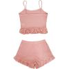 imageAvanova Women Ruffle Ribbed Knit Pajama Set Cami Top Shorts 2 Piece Sleepwear SetPink F