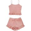 imageAvanova Women Ruffle Ribbed Knit Pajama Set Cami Top Shorts 2 Piece Sleepwear SetPink F