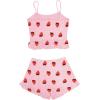 imageAvanova Women Ruffle Ribbed Knit Pajama Set Cami Top Shorts 2 Piece Sleepwear SetPink Strawberry