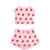 imageAvanova Women Ruffle Ribbed Knit Pajama Set Cami Top Shorts 2 Piece Sleepwear SetPink Strawberry