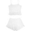 imageAvanova Women Ruffle Ribbed Knit Pajama Set Cami Top Shorts 2 Piece Sleepwear SetWhite