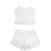 imageAvanova Women Ruffle Ribbed Knit Pajama Set Cami Top Shorts 2 Piece Sleepwear SetWhite