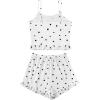 imageAvanova Women Ruffle Ribbed Knit Pajama Set Cami Top Shorts 2 Piece Sleepwear SetWhite Heart