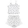 imageAvanova Women Ruffle Ribbed Knit Pajama Set Cami Top Shorts 2 Piece Sleepwear SetWhite Heart