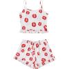 imageAvanova Women Ruffle Ribbed Knit Pajama Set Cami Top Shorts 2 Piece Sleepwear SetWhite Lips