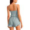 imageAvanova Women Sexy 2 Piece Pajama Set Ruffle Trim Cami Top and Shorts Sleepwear SetA Green