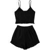 imageAvanova Women Sexy 2 Piece Pajama Set Ruffle Trim Cami Top and Shorts Sleepwear SetBlack