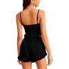 imageAvanova Women Sexy 2 Piece Pajama Set Ruffle Trim Cami Top and Shorts Sleepwear SetBlack