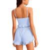 imageAvanova Women Sexy 2 Piece Pajama Set Ruffle Trim Cami Top and Shorts Sleepwear SetBlue