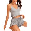 imageAvanova Women Sexy 2 Piece Pajama Set Ruffle Trim Cami Top and Shorts Sleepwear SetGrey