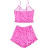 imageAvanova Women Sexy 2 Piece Pajama Set Ruffle Trim Cami Top and Shorts Sleepwear SetHot Pink Leopard