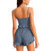 imageAvanova Women Sexy 2 Piece Pajama Set Ruffle Trim Cami Top and Shorts Sleepwear SetNavy