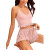 imageAvanova Women Sexy 2 Piece Pajama Set Ruffle Trim Cami Top and Shorts Sleepwear SetPink